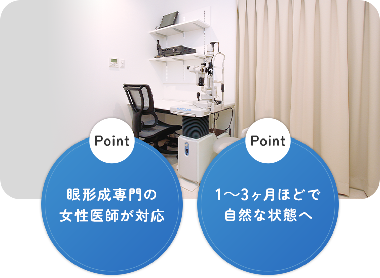 まぶたの病気【Point | 眼形成専門の女性医師が対応】【Point | 1～3ヶ月ほどで自然な状態へ】